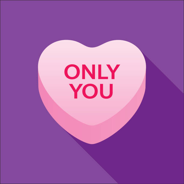 ilustraciones, imágenes clip art, dibujos animados e iconos de stock de only you valentine candy heart icono - candy heart candy valentines day heart shape