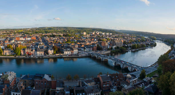 istock Panoramic Namur city view with Meuse river from the Citadel. 1360060664