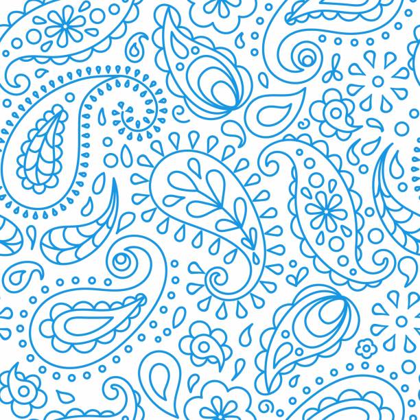 illustrations, cliparts, dessins animés et icônes de motif sans couture basé sur l’ornement paisley bandana imprimé. - bandana