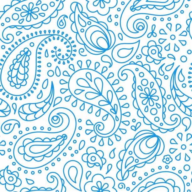 ilustrações de stock, clip art, desenhos animados e ícones de seamless pattern based on ornament paisley bandana print. - paisley