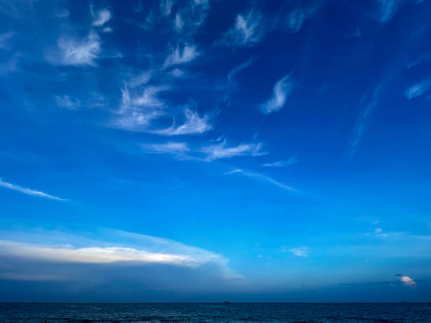 istock Ocean with blue sky with clouds in the horizon 1360062074