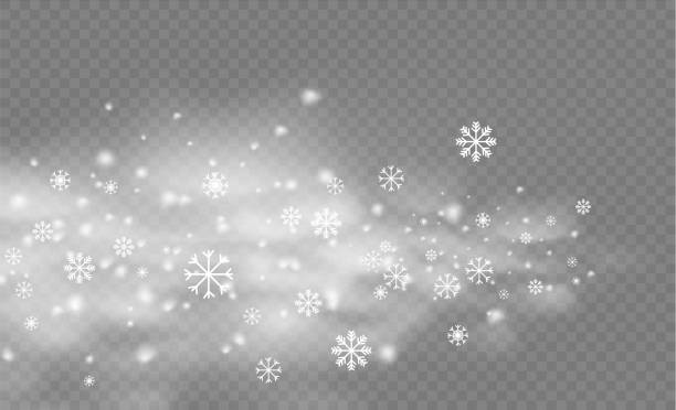 schneefall, schneeflocken, weihnachtsschnee oder schneesturm - snow wind overlay stock-grafiken, -clipart, -cartoons und -symbole