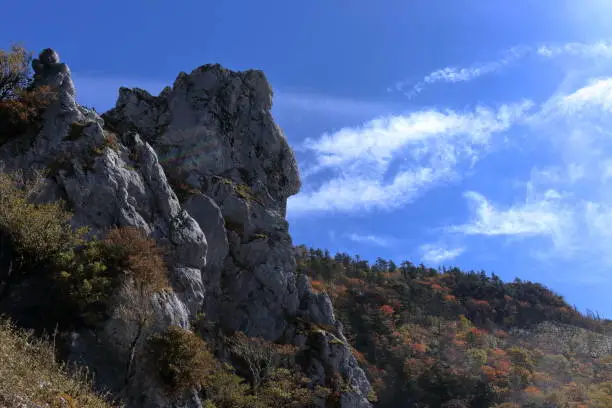 Photo of Mt. Tsurugi,Giant Otoseki,Autumn (Tokushima Prefecture, 100 Famous Mountains of Japan)