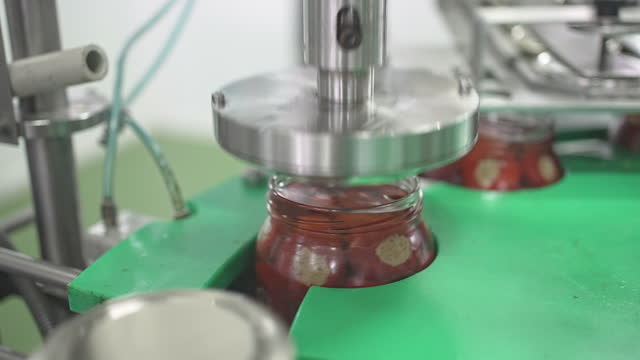 Video Of Machine Closing Lid And Preserving Jars Full Of Stuffed Peppers