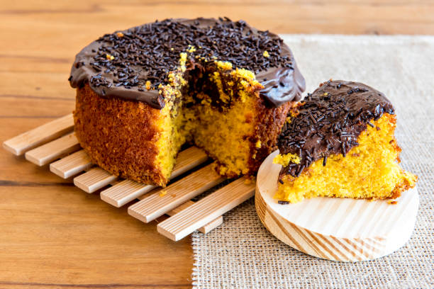 istock Carrot cake with chocolate icing. Brazilian carrot cake. 1360107150