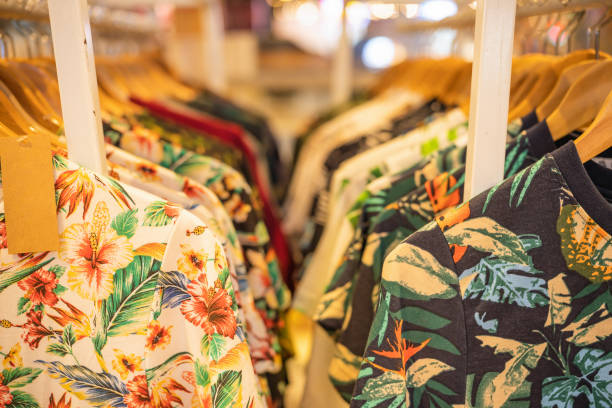 istock shirt and clothes for aloha summer hanging on a shelf 1360107912