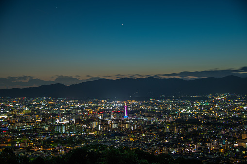 The city of Kyoto, Japan in night