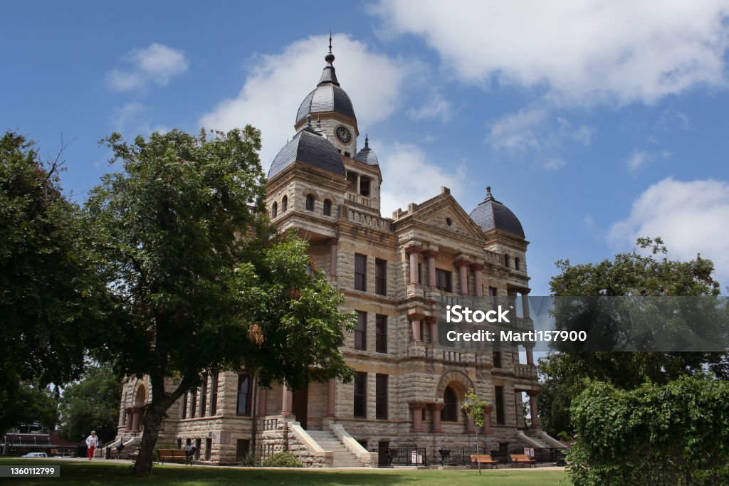 Denton County Courthouse in downtown Denton, TX Denton County Courthouse located in Denton, TX Denton - Texas Stock Photo