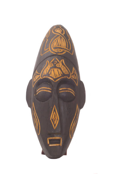 istock Wooden Mask From Bali Isolated on White Background 1360113363