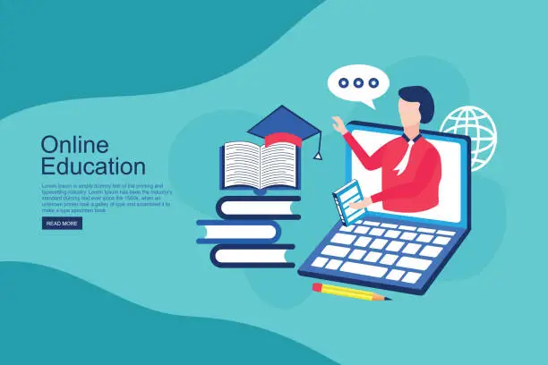 Vector illustration of Online education or e-Learning concept