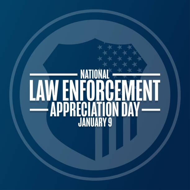 National Law Enforcement Appreciation Day. January 9. Holiday concept. Template for background, banner, card, poster with text inscription. Vector EPS10 illustration. National Law Enforcement Appreciation Day. January 9. Holiday concept. Template for background, banner, card, poster with text inscription. Vector EPS10 illustration police officer stock illustrations