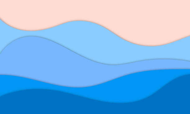 istock Abstract Design of Blue Sea and Summer Background with Paper Waves 1360117449