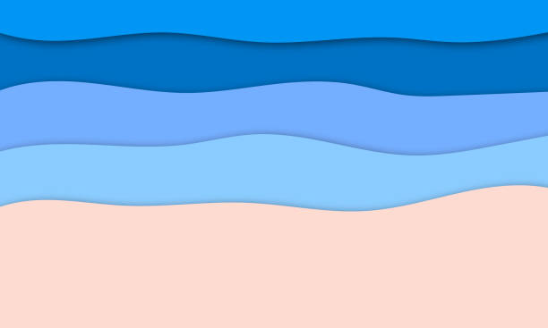 istock Abstract Design of Blue Sea and Summer Background with Paper Waves 1360117538
