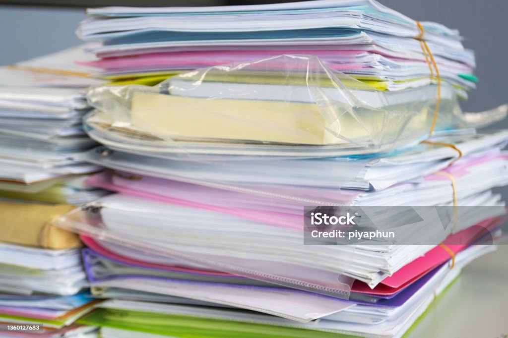 Stack Of Documents For Business On The Table In A Work Office Concept ...