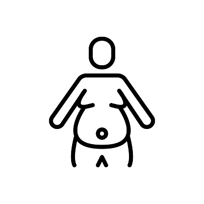 Icon for obesity, fatness, adipositas, corpulence, overweight, obese, person, abdomen