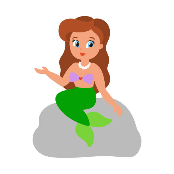 istock Cute character. Little mermaid. Colorful vector illustration. Cartoon style. Isolated on white background. Design element. 1360132499