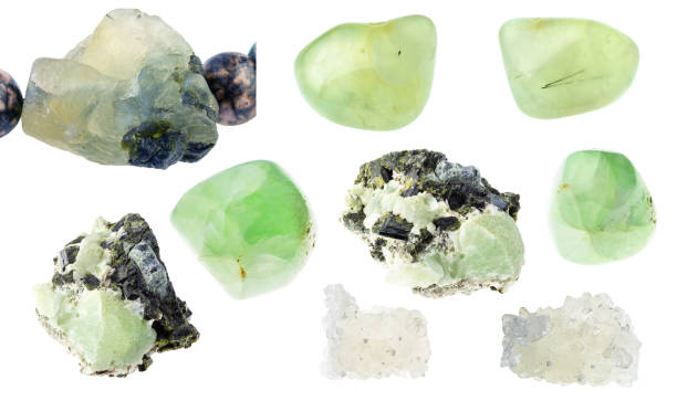 istock set of various Prehnite stones cutout on white 1360133498