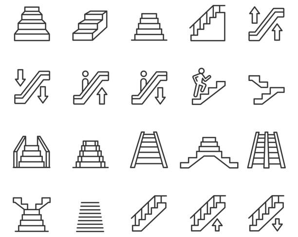 treppen-icon-set - stufen stock-grafiken, -clipart, -cartoons und -symbole