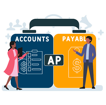 AP - Accounts Payable acronym. business concept background.  vector illustration concept with keywords and icons. lettering illustration with icons for web banner, flyer, landing