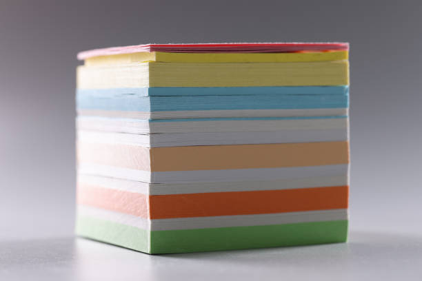 istock Perfect stack of colourful paper for notes, set of sticky post it notes 1360139150