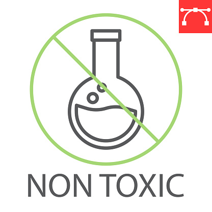 Non toxic line icon, product and natural, chemicals free vector icon, vector graphics, editable stroke outline sign, eps 10.
