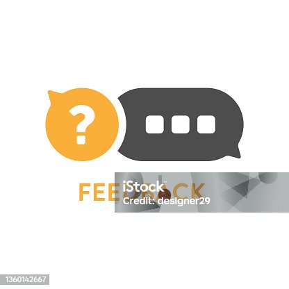 istock Feedback Speech Bubble Icon. Q and A Dialogue Bubble Vector Design on White Background. 1360142667