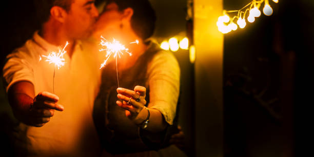 istock Man Holding Illuminated Lighting Equipment At Night 1360148967