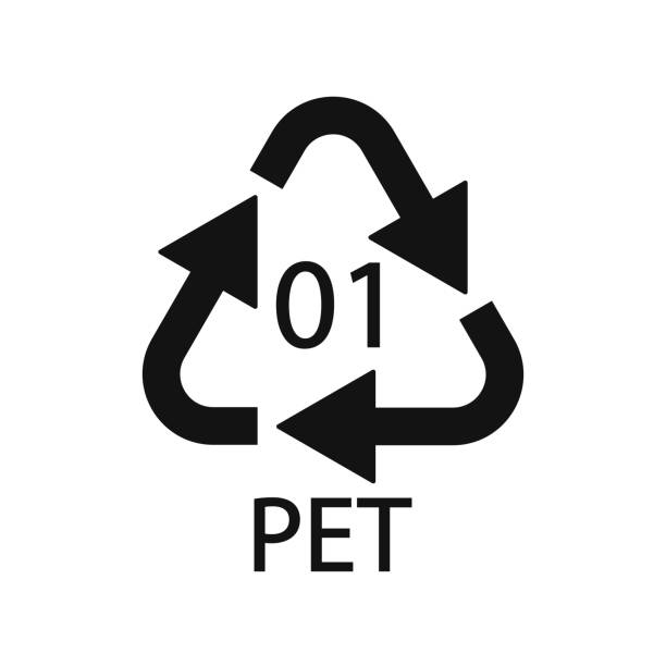 illustrazioni stock, clip art, cartoni animati e icone di tendenza di simbolo del codice di riciclaggio del pet 01. segno in polietilene vettoriale di riciclaggio della plastica. - pet
