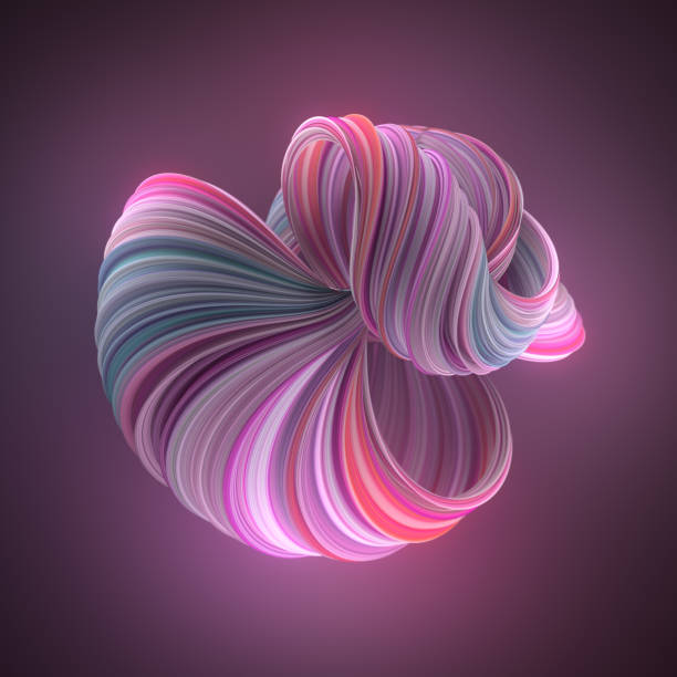 istock Modern abstract cover design with twisted multicolor shape. 3d rendering digital illustration 1360152147