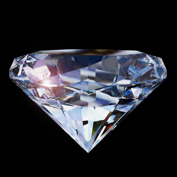 istock Multicolored transparent crystal on dark background. 3D illustration 1360153100