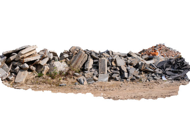 istock Debris, boards, broken bricks in a pile on a white background. 1360153687