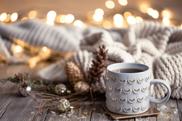 istock Christmas background with a beautiful cup and bokeh lights. 1360155769