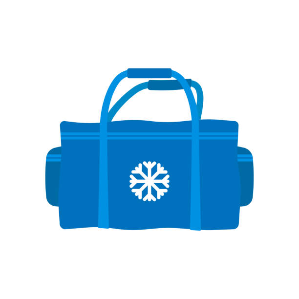 stockillustraties, clipart, cartoons en iconen met refrigerator bag icon. colored blue silhouette. side view. vector simple flat graphic illustration. the isolated object on a white background. isolate. - waterkoeler