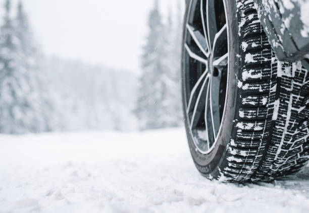 istock Winter Tyres On  Snowy Road 1360163569
