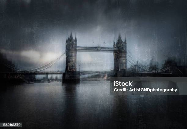 Art Landscape Of Londong Bridge Stock Photo - Download Image Now - Art, London - England, Painted Image