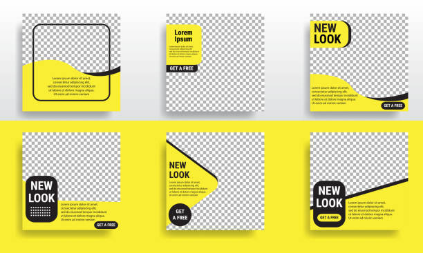 Set of editable minimal square banner templates. Red and black background color. Suitable for social media posts and web internet advertising. Vector illustration wild posting ad stock illustrations
