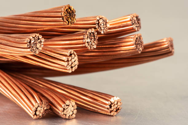 istock Copper wire electrical conductor used in power generation transmission 1360165550