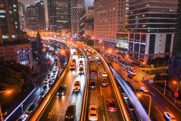 istock Drone view of city traffic 1360171091