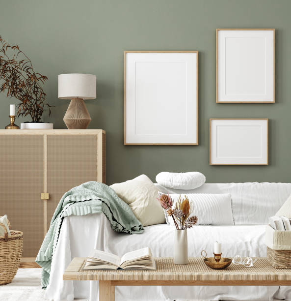istock Mockup frame in home interior background, room in natural pastel colors 1360177634