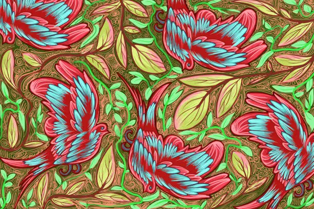 Vector illustration of Colorful pattern with birds