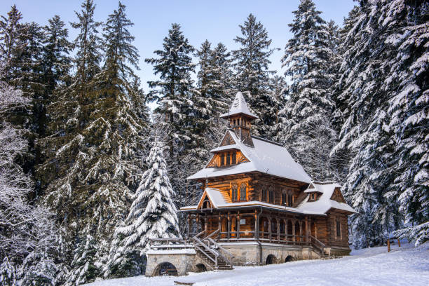 Jaszczurowka Chapel in Zakopane , Poland  at Winter Scenery Jaszczurowka Chapel in Zakopane , Poland  at Winter Scenery. zakopane stock pictures, royalty-free photos & images