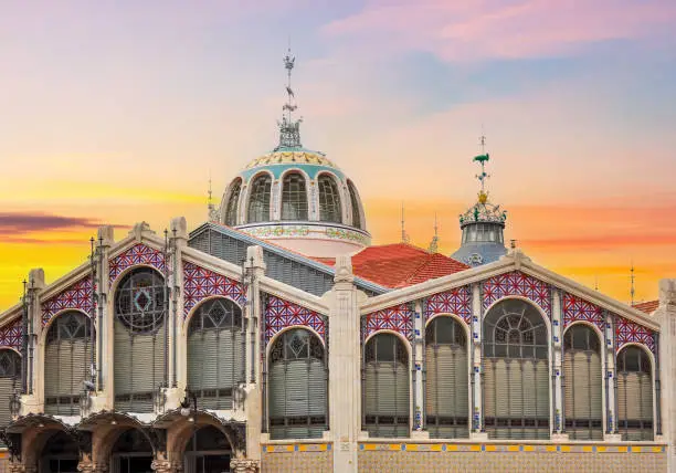 Central market (Mercat Central) building in Valencia, Spain