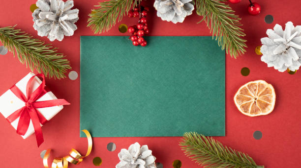 istock New Year's decor and frame with space for text. Christmas, holiday, give, count days, frame. flatlay 1360188603