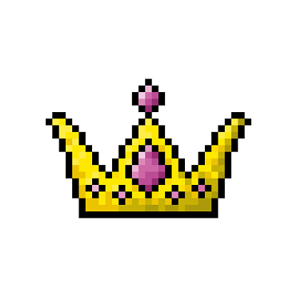 Pixel crown icon. Colored silhouette. Front view. Vector simple flat graphic illustration. The isolated object on a white background. Isolate.