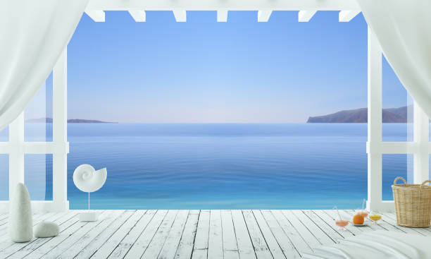 istock Gazebo on a tropical beach overlooking the ocean 1360194202