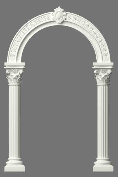 istock Classic antique arch portal with columns in room 1360194203
