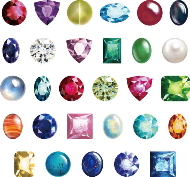 Birth month jewel / birthstone set vector material Birth month jewel / birthstone set vector material jewelry stock illustrations