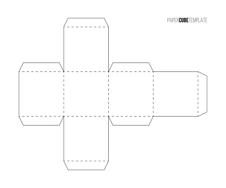 White paper cube template to make box or package, printable blueprint of scheme for board game