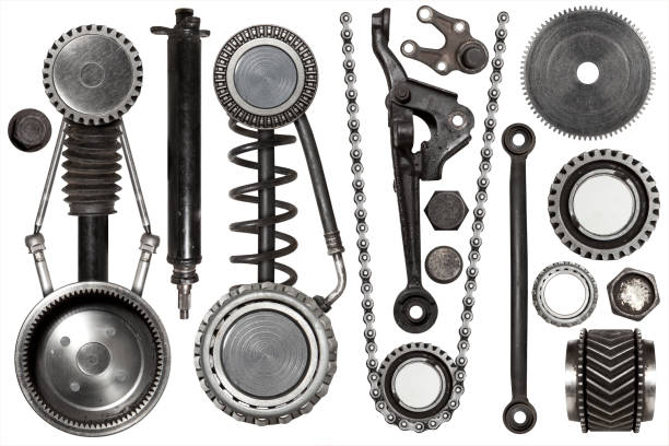 3D rendering of pistons, brakes, spark plugs, gears etc.