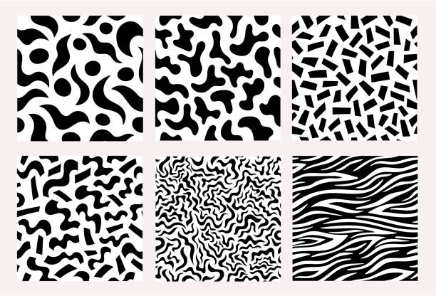 vektor nahtlose schwarz-weiß abstrakte muster sammlung - vektor illustration, eps stock illustration - animal print pictures stock-grafiken, -clipart, -cartoons und -symbole